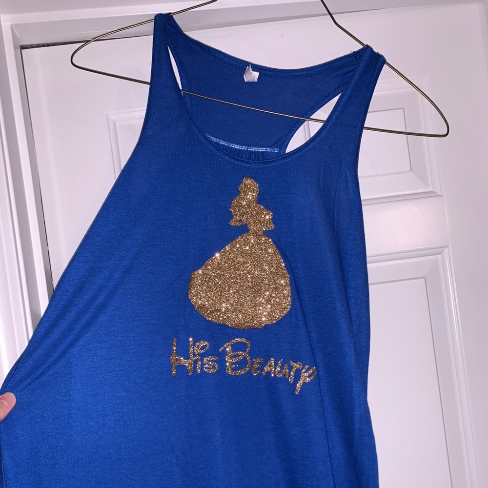 “His beauty” Disney Belle racer back tank